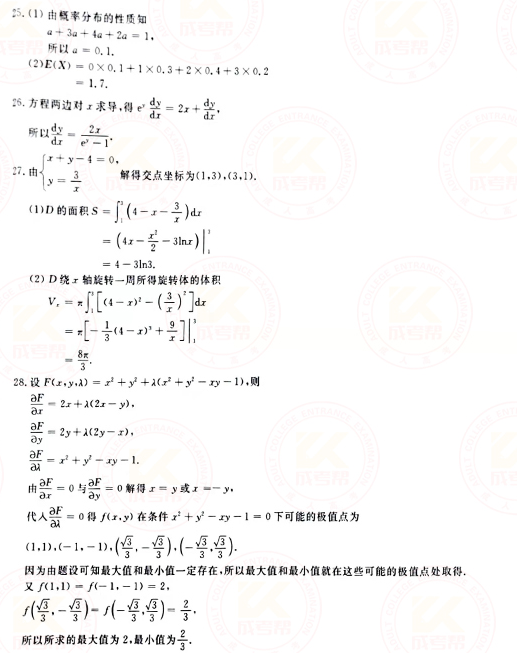 2021年成人高考專升本高數(shù)(二)真題及答案！-8